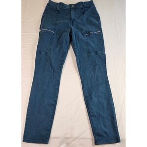 Cosmic Blue Love Womens Skinny Jeans 28 Dark Wash Zipper Pocket‎ Stretch 27x28